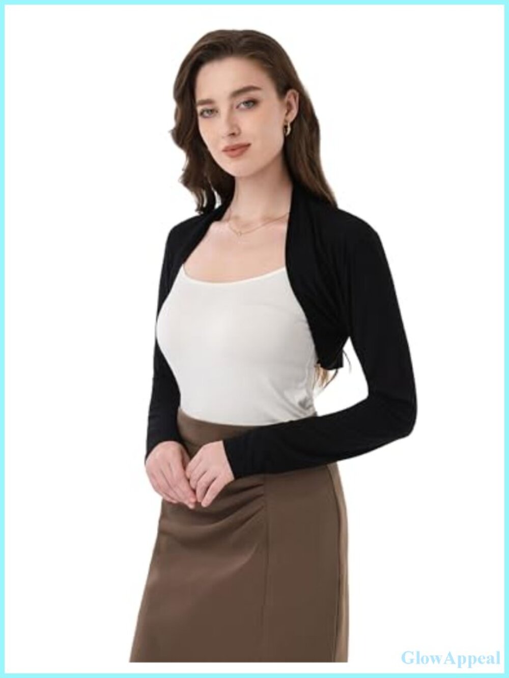 Women's Ruched Long Sleeve Bolero Shrug Cropped Open Front Cardigan Soft Modal